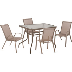 HomeMarkt Adam Σετ Τραπεζαρία Κήπου Αλουμίνιο 5τμχ Μπεζ HM10897.04