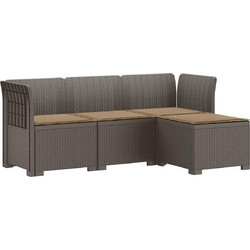 vidaXL Τριθέσιος Καναπές Εξωτερικού Χώρου Rattan Ανθρακί Εκρού 179x117x70cm 4τμχ 3443940