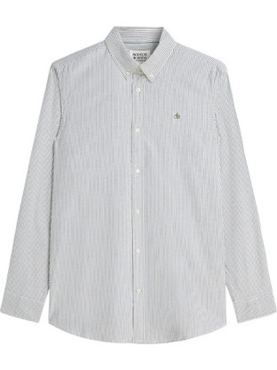 Scotch & Soda Ανδρικό Πουκάμισο Βαμβακερό Ριγέ Μακρυμάνικο Κανονική Γραμμή Πράσινο Mint 183561-401