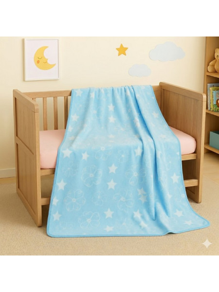 Serafino Stars Κουβέρτα Κούνιας Βελουτέ 100x130 Γαλάζια
