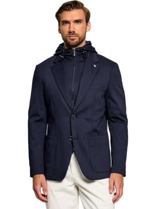 Tommy Hilfiger Καλοκαιρινό Ανδρικό Σακάκι Υφασμάτινο με Κανονική Εφαρμογή Navy Μπλε MW0MW44737-DW5