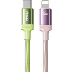 WK WDC-C19 Braided USB-C to Lightning Cable 35W 1.2m Pink Green