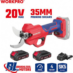 WORKPRO WP391604 Ψαλίδι Κλαδέματος Μπαταρίας 20V 2x2Ah με Κοπή 35mm