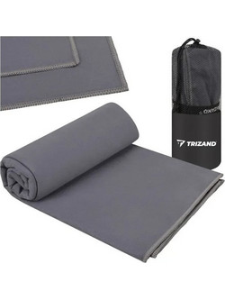 Trizand Πετσέτα Θαλάσσης Microfiber Γκρι 100x180cm 27460
