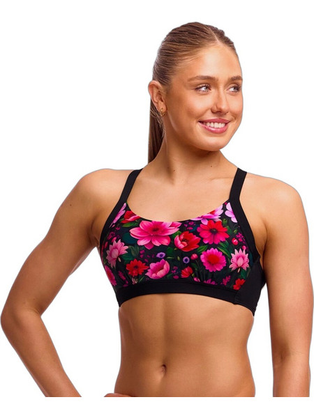 Funkita Bikini Top Μπουστάκι Floral Μαύρο Φούξια FKS055L72379
