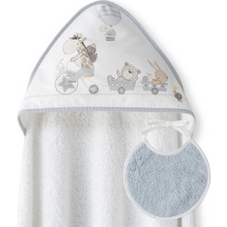 Interbaby Σετ Βρεφικό Μπουρνούζι Κάπα Λευκό Γκρι 100x100cm 2τμχ