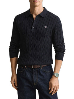 Gant Ανδρικό Πουλόβερ με Γιακά Navy Μπλε 3G8050616-433