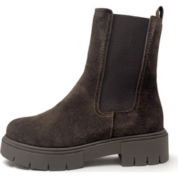 Ragazza Γυναικεία Μποτάκια Chelsea Suede Σοκολατί με Χοντρό Χαμηλό Τακούνι 0429