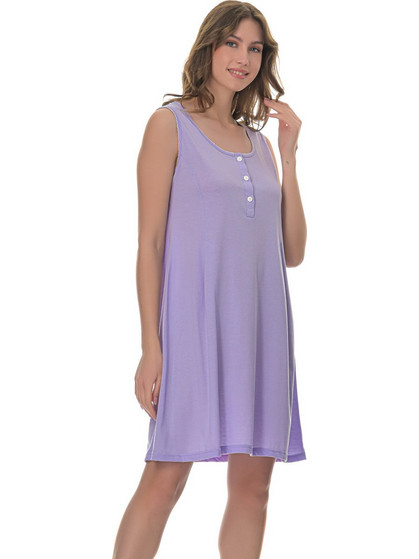 PNN Nightwear Marietta Νυχτικό Εγκυμοσύνης Βαμβακερό Καλοκαιρινό Λιλά 0251-0412