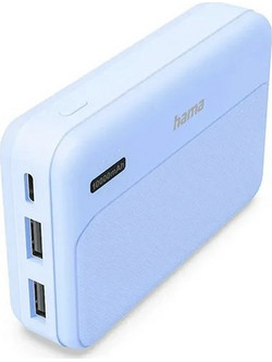 Hama Pocket 10 Power Bank 10000mAh 10W με 2 Θύρες USB-A Light Blue