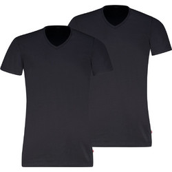Levi's Κοντομάνικα Ανδρικά Φανελάκια Βαμβακερά Σετ 2Pack Μαύρα 701238694-884