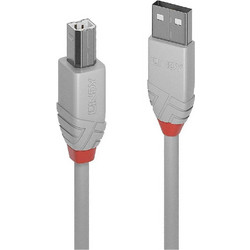 Lindy 36681 Καλώδιο USB-A Male 2.0 to USB-B Male 0.5m Grey