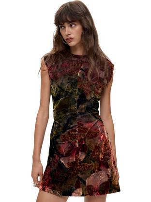 Desigual Mini Βραδινό Φόρεμα Δερμάτινο Μπορντό 26WWVW25-3021