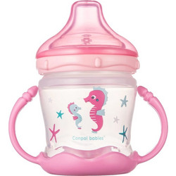Canpol Babies Εκπαιδευτικό Ποτηράκι με Στόμιο Σιλικόνης Love & Sea Pink 180ml