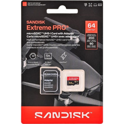 Sandisk Extreme Pro microSDXC 64GB Class 10 U3 V30 UHS-I A2 200MB/s + Adapter