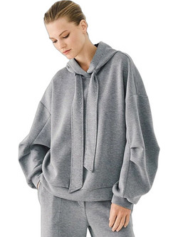 Access Γυναικείο Φούτερ Oversized με Κουκούλα Γκρι 64-2143
