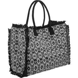 Υφασμάτινη Τσάντα Θαλάσσης Ώμου Μαύρη 37x62cm 1250226