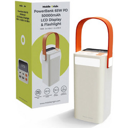 Mobile Origin PB18 Power Bank 50000mAh 65W με 2 Θύρες USB-A & 2 Θύρες USB-C Quick Charge 3.0 & Power Delivery Beige
