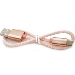 Awei CL85 Braided USB-A to USB-C 0.3m Pink