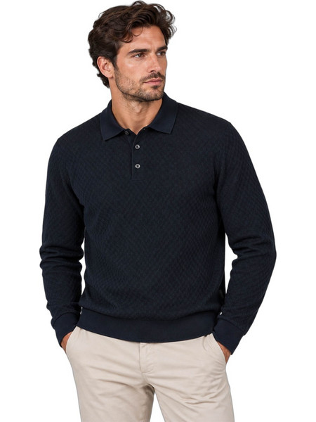 Bugatti Ανδρική Μπλούζα Polo Print Μπλε 8130 25104F 390