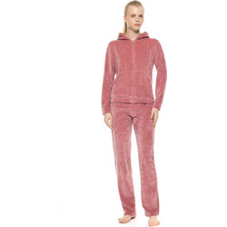 Pink Label Γυναικείο Σετ Φόρμας Βελουτέ Ροζ W1320