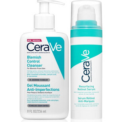 CeraVe Cleansers Blemish Control Cleanser Gel 236ml + Resurfacing Retinol Serum 30ml
