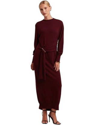 Ted Baker Verikka Maxi Βραδινό Φόρεμα Πλεκτό Μπορντό 285659