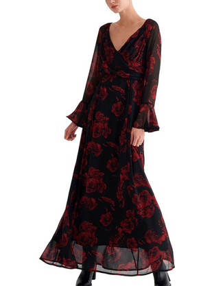 Attrattivo Maxi Φόρεμα Floral Μαύρο 9924179