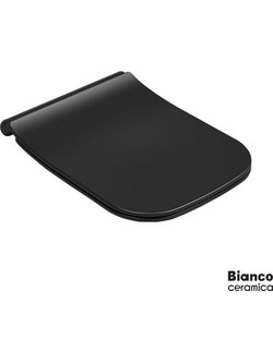 Bianco Ceramica Mizo Καπάκι Λεκάνης Τετράγωνο Πλαστικό Slim Soft Close Μαύρο 508-MS36SC-401