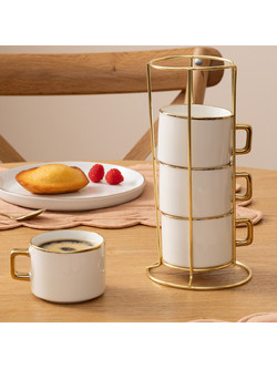 Secret de Gourmet Arya Σετ Φλιτζάνια Cappuccino Ελληνικού Καφέ & Τσαγιού Κεραμικά Μπεζ 170ml 4τμχ 17401703
