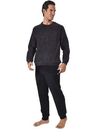 Guy Laroche Χειμωνιάτικες Ανδρικές Πιτζάμες Βαμβακερές Ανθρακί 12094