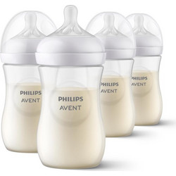 Philips Avent Natural Response Σετ Πλαστικά Μπιμπερό με Θηλή Σιλικόνης κατά των Κολικών 6+ Μηνών Transparent 4x260ml