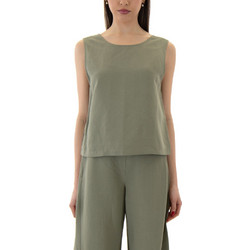 Moutaki Γυναικείο Καλοκαιρινό Crop Top Λινό Χακί 26.01.16