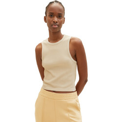 Tom Tailor Γυναικείο Καλοκαιρινό Crop Top Ριπ Μπεζ 1038649-31700