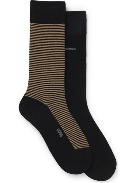 Hugo Boss Ανδρικές Κάλτσες Ψηλές με Σχέδια Μαύρες 2Pack 50564459-001