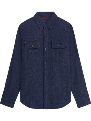 Scotch & Soda Ανδρικό Πουκάμισο Βαμβακερό Μακρυμάνικο Κανονική Γραμμή Navy Μπλε 183719-410