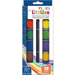 The Littlies Σετ Νερομπογιές με Πινέλο 12 Χρώματα 6τμχ 646087
