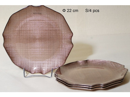 Royal Art Collection Πιάτα Γλυκού Γυάλινα 22cm 4τμχ AKA7/55B