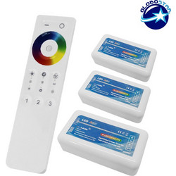 GLOBOSTAR(R) 04242 PRISM RGB Controller 3CH DC 12-24V 36A 864W Max IP20 - RF 2.4GHz Ασύρματο Χειριστήριο Αφής 3 Ζώνων - M8.5xΠ2.5xΥ4.5cm