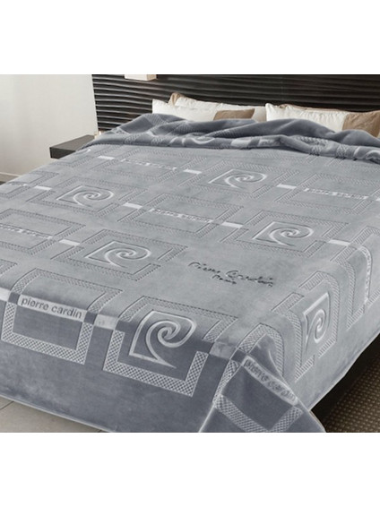 Κουβέρτα Βελουτέ Υπέρδιπλη Nancy 657/51 Pierre Cardin Γκρι 220x240