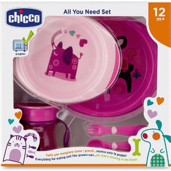Chicco All You Need Set Βρεφικό Σετ Φαγητού Pink 5τμχ