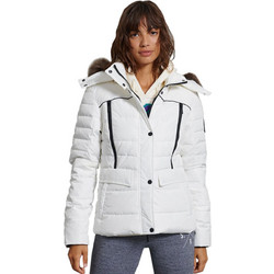 Superdry Γυναικείο Μπουφάν Χειμωνιάτικο Puffer Κοντό Λευκό W5010313A-04C