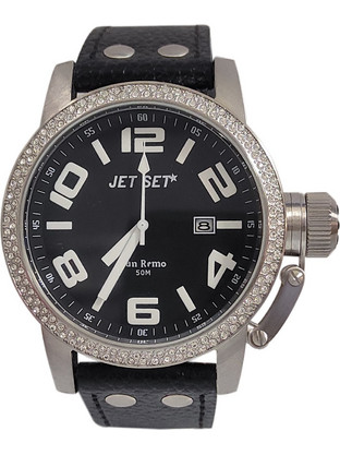 Jet Set San Remo Ανδρικό Ρολόι με Μαύρο Δερμάτινο Λουράκι J2858-237