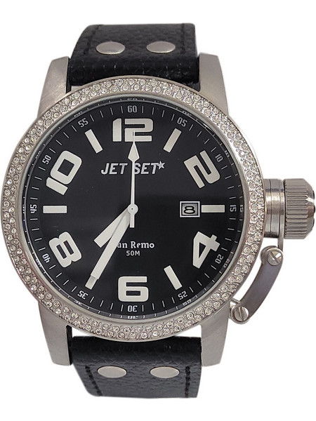 Jet Set San Remo Ανδρικό Ρολόι με Μαύρο Δερμάτινο Λουράκι J2858-237