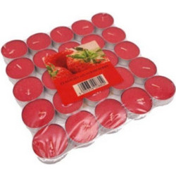 Tealight Candles Κεράκια Ρεσώ 25 τμχ 4 ωρών Καύσης Άρωμα Φράουλα Κόκκινο Χρώμα