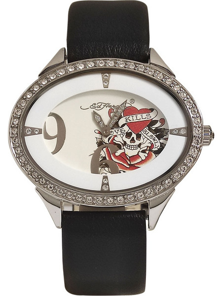 Ed Hardy Ανδρικό Ρολόι με Μαύρο Δερμάτινο Λουράκι ED-5G-LK