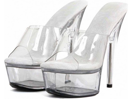 Clear vinyl mule Platform with Heel 14cm