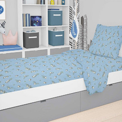 Dimcol Σετ Παιδικά Σεντόνια Μονά Φανελένια 160x240 Birds 14 Blue 3τμχ