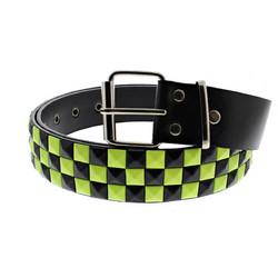 Black & Neon Yellow Chessboard 3-Row Pyramid Belts