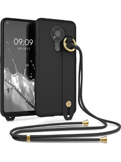 KWmobile Θήκη Σιλικόνης με Λουράκι Λαιμού και Finger Holder - Nokia 3.4 - Black (56487.01)